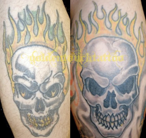 flaming skull tattoos. COVER-UP$ – Flaming Skull